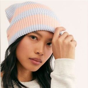Free People Outside The Lines Beanie in Lilac Ice Combo One Size